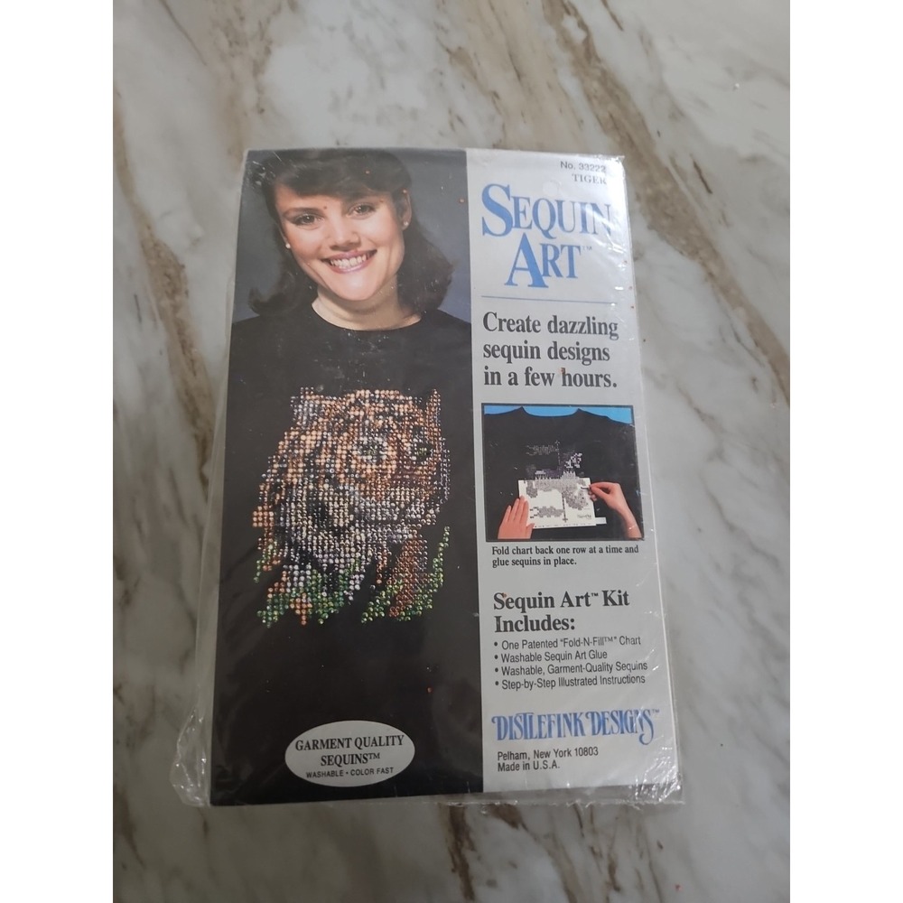 Vintage Sequin Art Kit Tiger  Distlefink Designs #33222 NOS